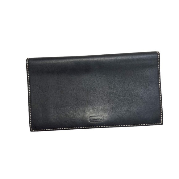Coach black leather checkbook cover wallet - Picture 1 of 5